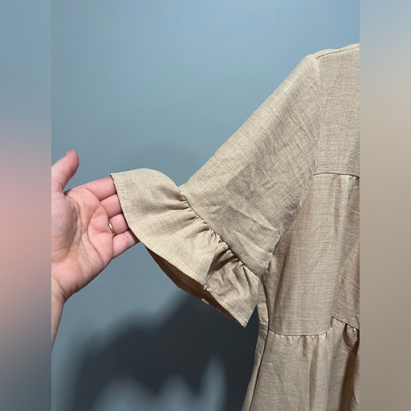 Roolee Taupe Schmidt Ruffle Dress Size XL - Picture 5 of 10